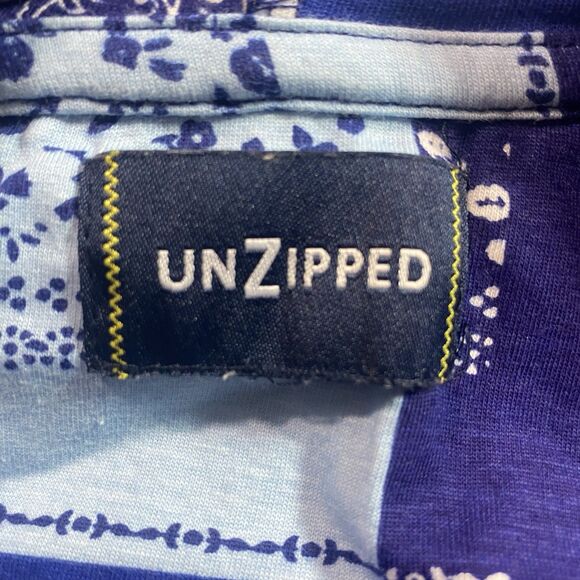 UNZIPPED Paisley Patchwork Pullover Long Sleeve Lightweight Cotton Womens M Blue - Picture 4 of 9